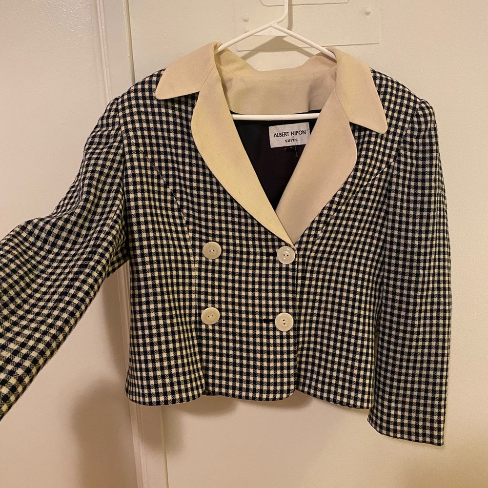 Vintage Albert Nipon plaid/gingham blazer size 8